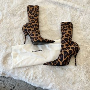 Never Worn Balenciaga Ankle Boot Heels Leopard Print Size 37